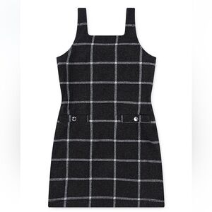 Abercrombie kids a&f girls plaid pinafore dress size 13/14 100% polyester
